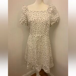 LOFT Petite Dotted Tie Back Flare Dress NWT.